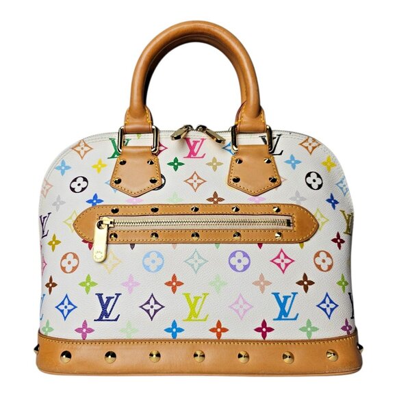 LOUIS VUITTON Multicolor Alma Murakami White LV Monogram Satchel Bag Top Handle - Picture 1 of 16